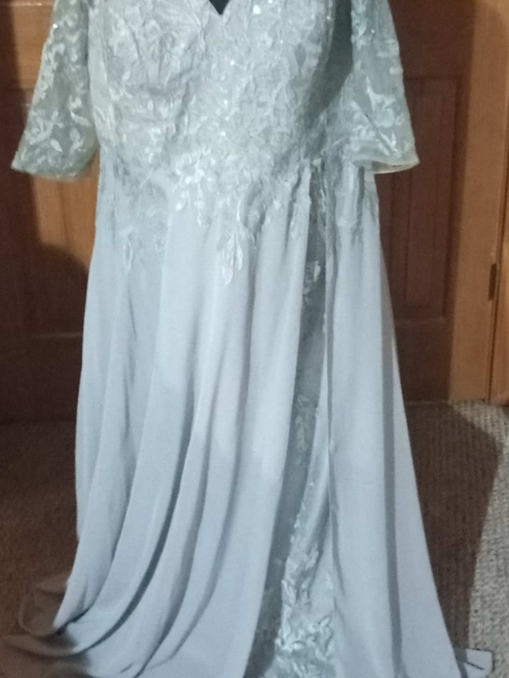 JJs House Light Gray Lace & Chiffon Formal Girls Dress